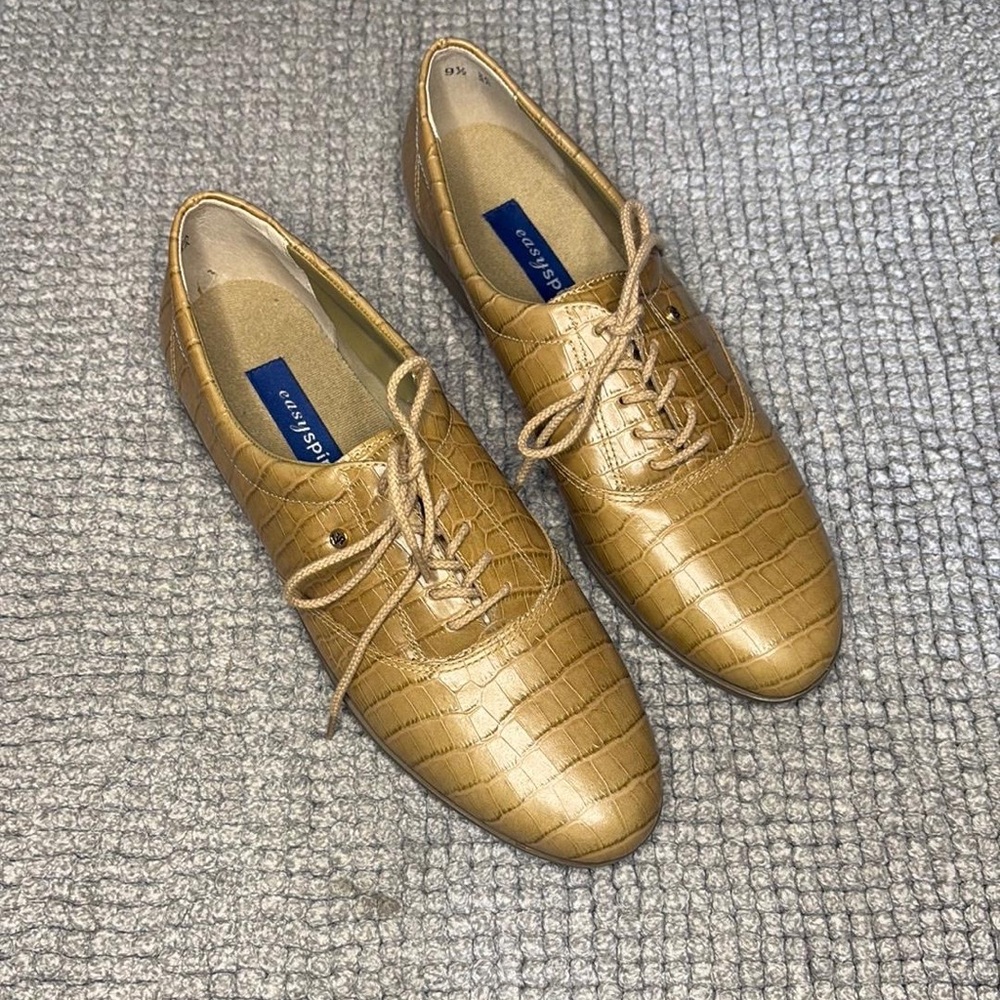 Easy Spirit Gold Flats with Textured Upper